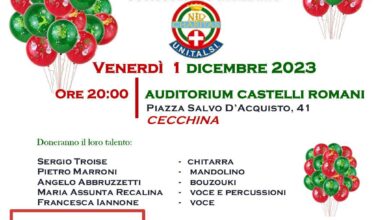 Evento beneficenza Unitalsi Albano serata di beneficenza volano canzoni