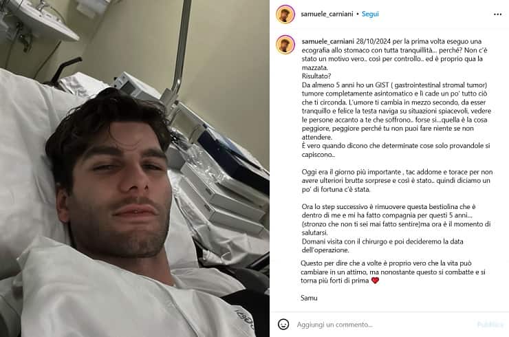 samuele carniani in ospedale