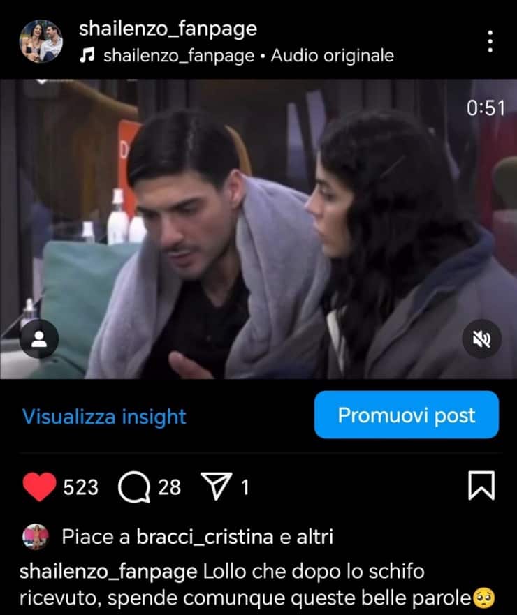 lorenzo e shaila e il like della mamma